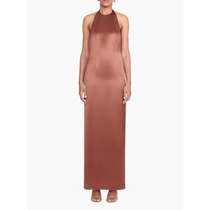 Staud Janet Open-Back Satin Maxi Dress